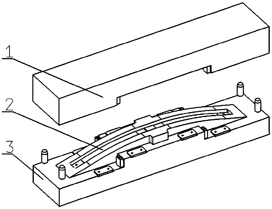 Production process method for die pressing composite material leaf springs