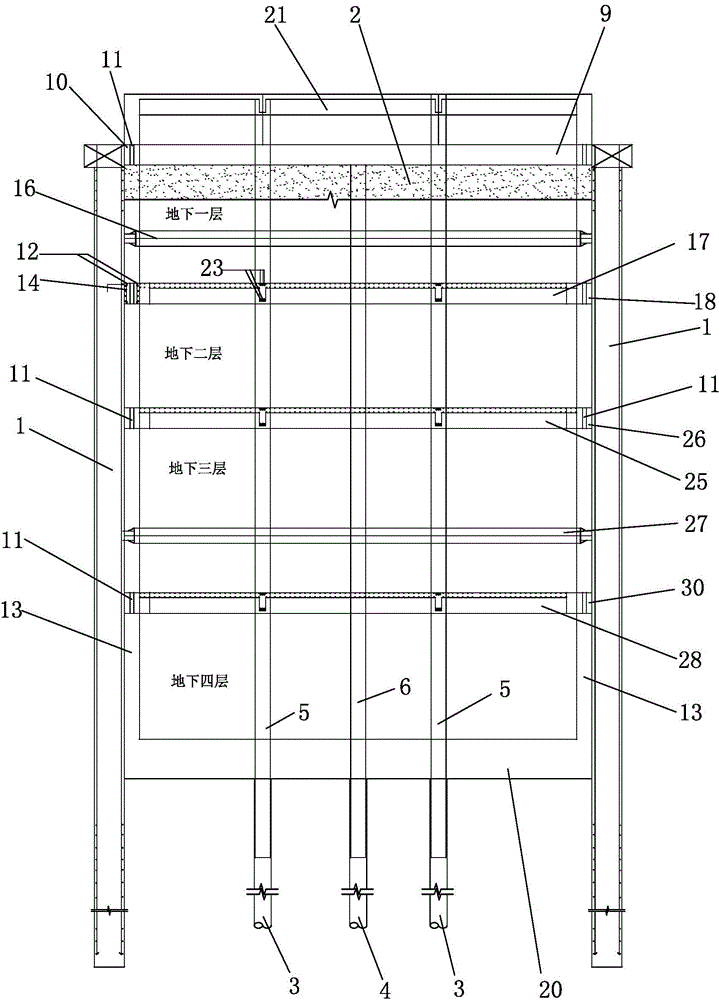 Construction method of structural system with structural floors as horizontal braces