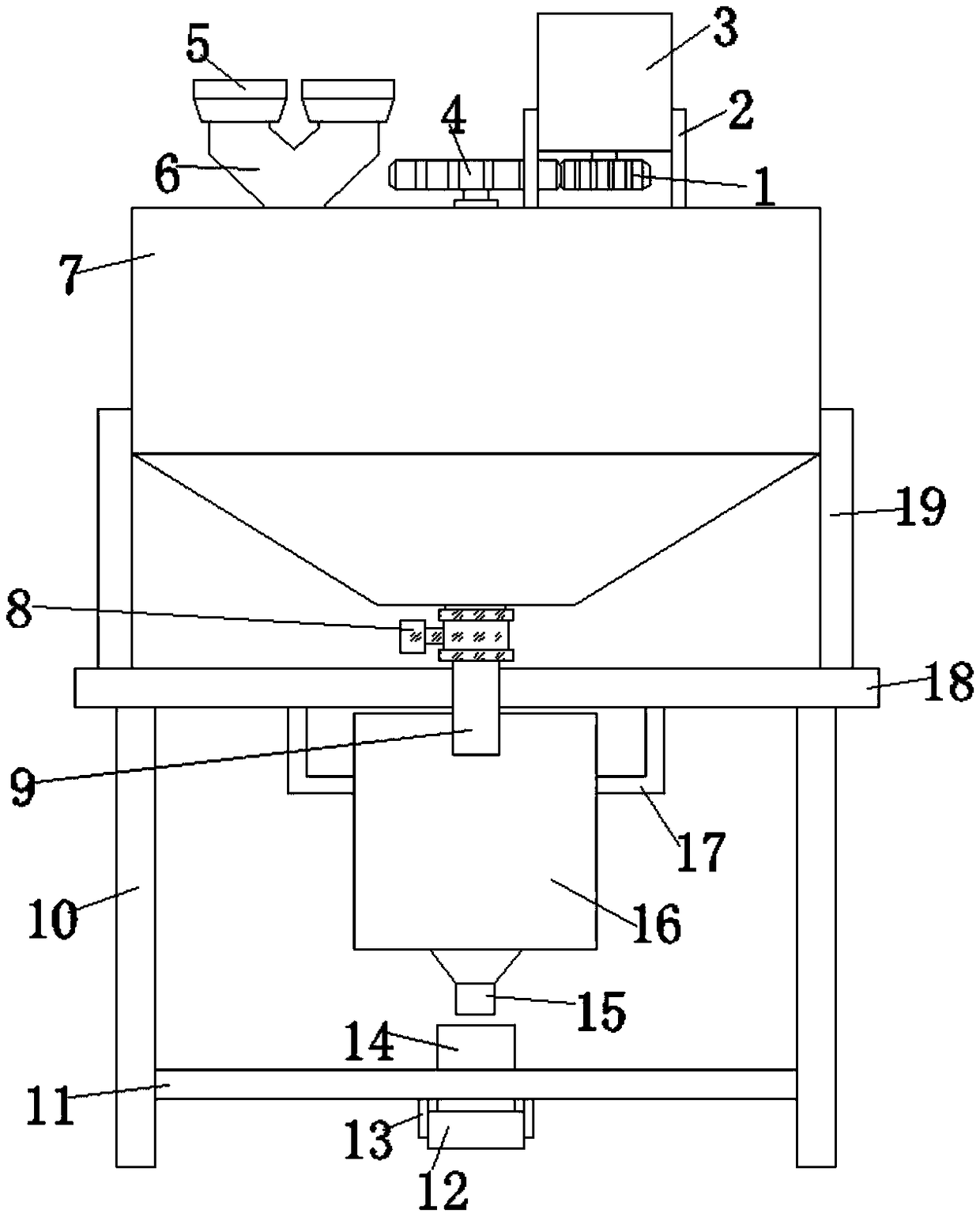 Uniform-discharging double-color filling device for cosmetic production