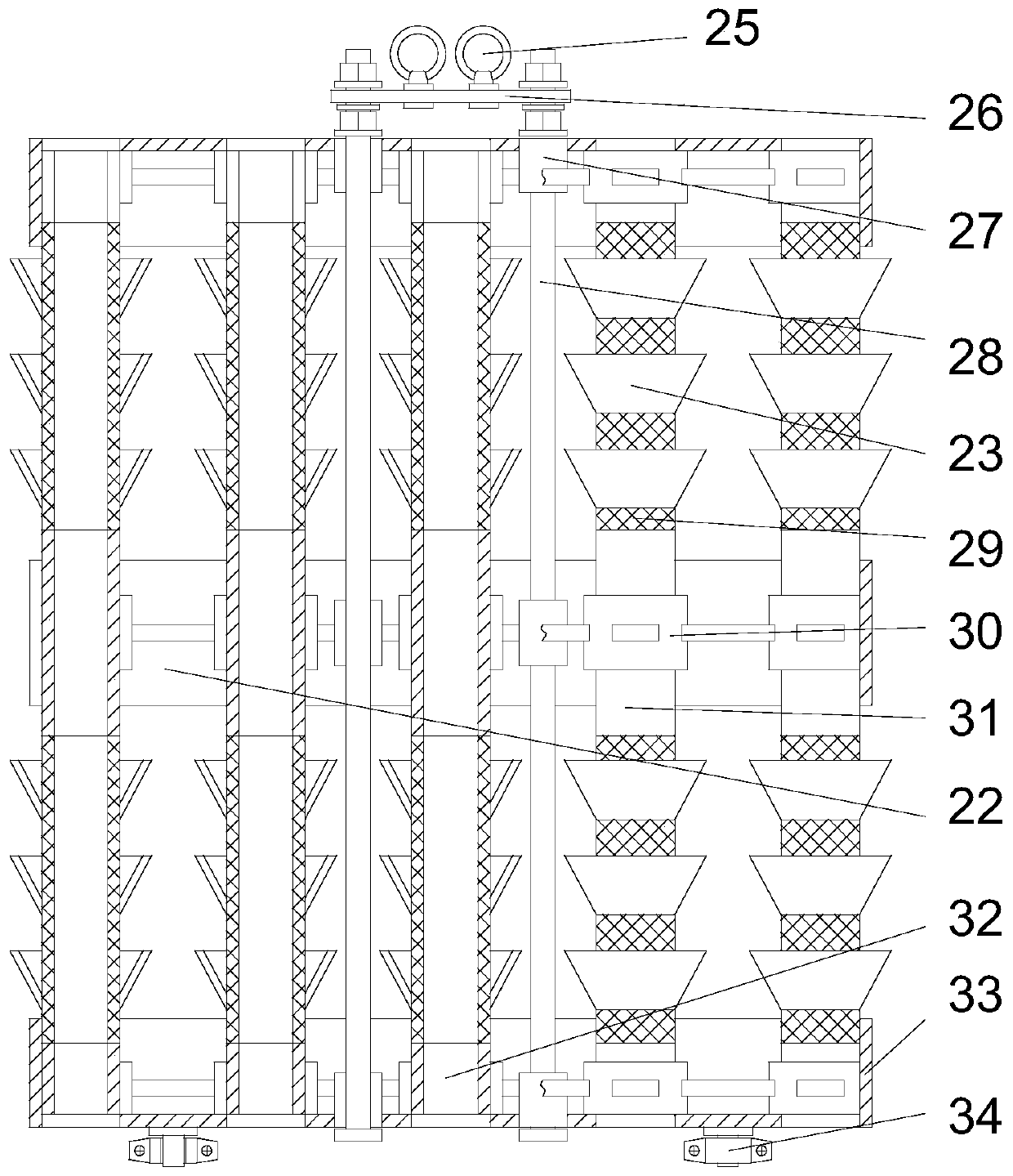 Filtering and purifying device for chemical wastewater treatment