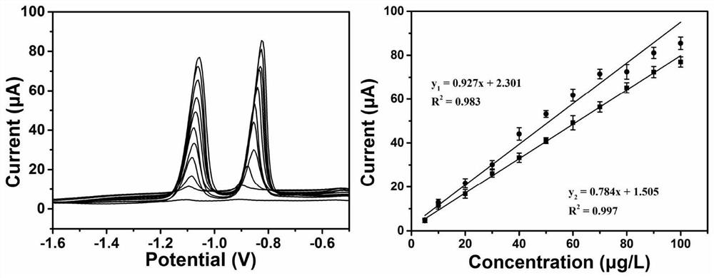 Electrochemical sensor electrode for rapidly and simultaneously detecting lead and cadmium ions as well as preparation method and application of electrochemical sensor electrode