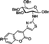 Thiazole derivative containing aminoglucose and coumarin and preparation method and uses thereof