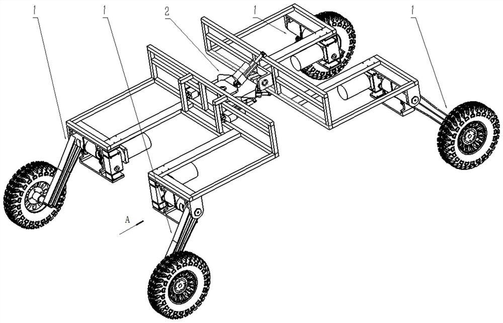 Two-degree-of-freedom hinged chassis integrated with double-torsion-bar trailing arm type independent active suspensions