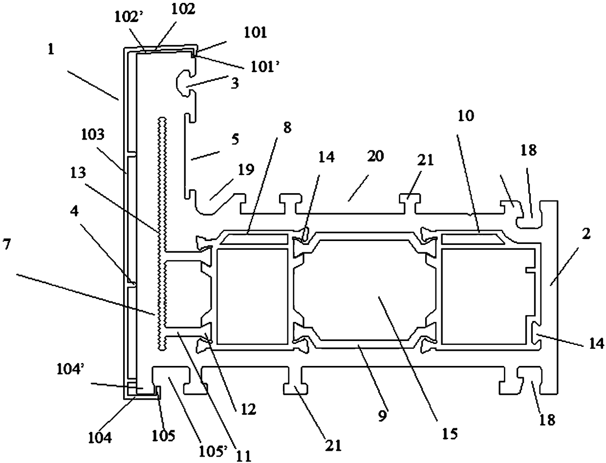 Aluminium-plastic co-extrusion profile externally buckled aluminum plate structure