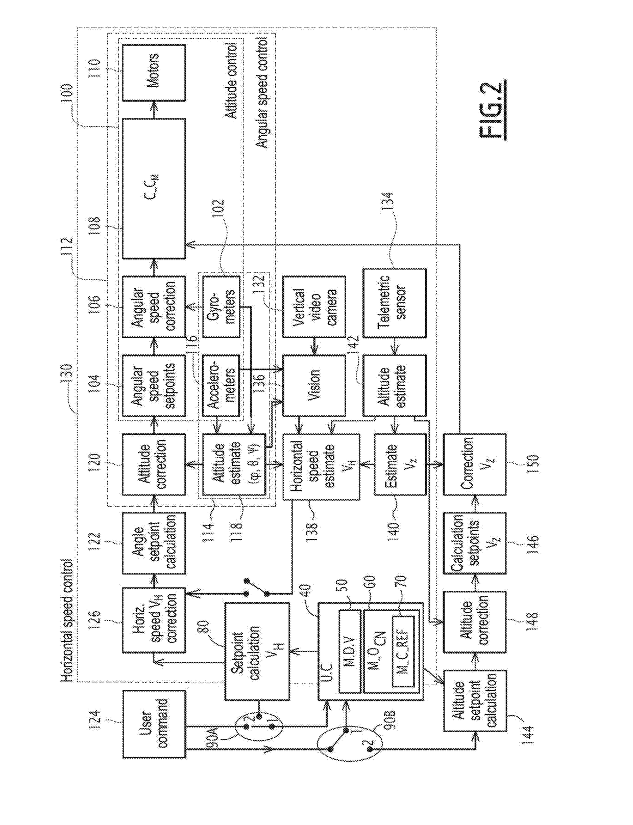 Method for piloting a rotary wing drone, related computer program, electronic apparatus and drone