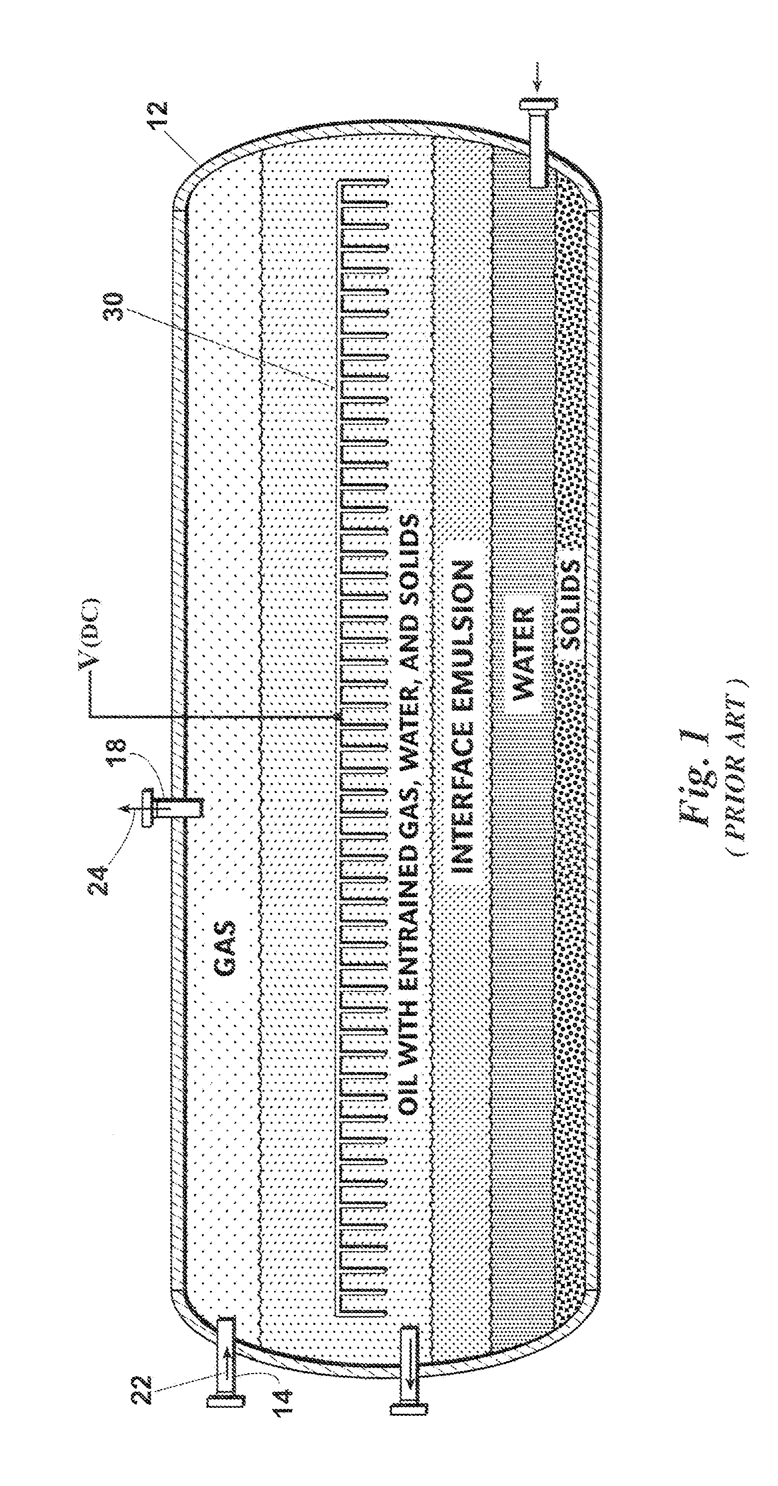 System To Reduce Interface Emulsion Layer Formation In An Electrostatic Dehydrator Or Desalter Vessel Through Use Of A Low Voltage Electrostatic Interface Emulsion Treatment System Inside The Vessel