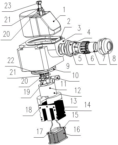 Close coupled pump electromagnet with electromagnetic shielding function