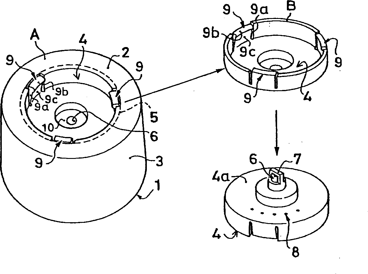 Degasification inducation structure of aerosol container, method of indicating degasification and degasification device