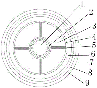 Super-large section hollow split conductor-type water-blocking control cable for train