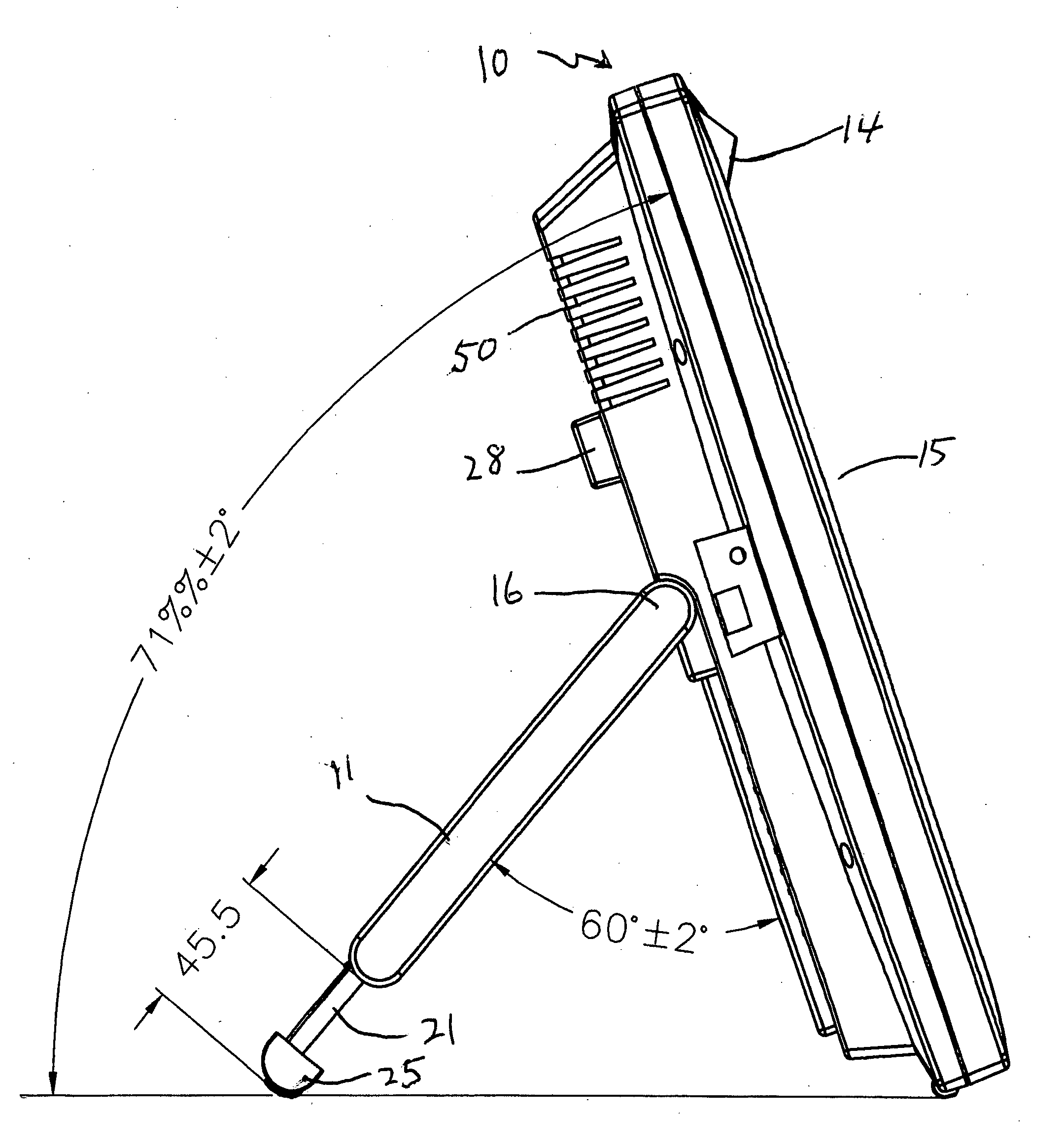 Information processing terminal with adjustable and foldable support stand