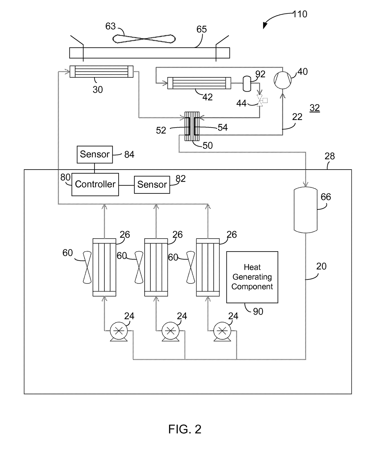 Pumped liquid cooling system using a phase change fluid with additional subambient cooling