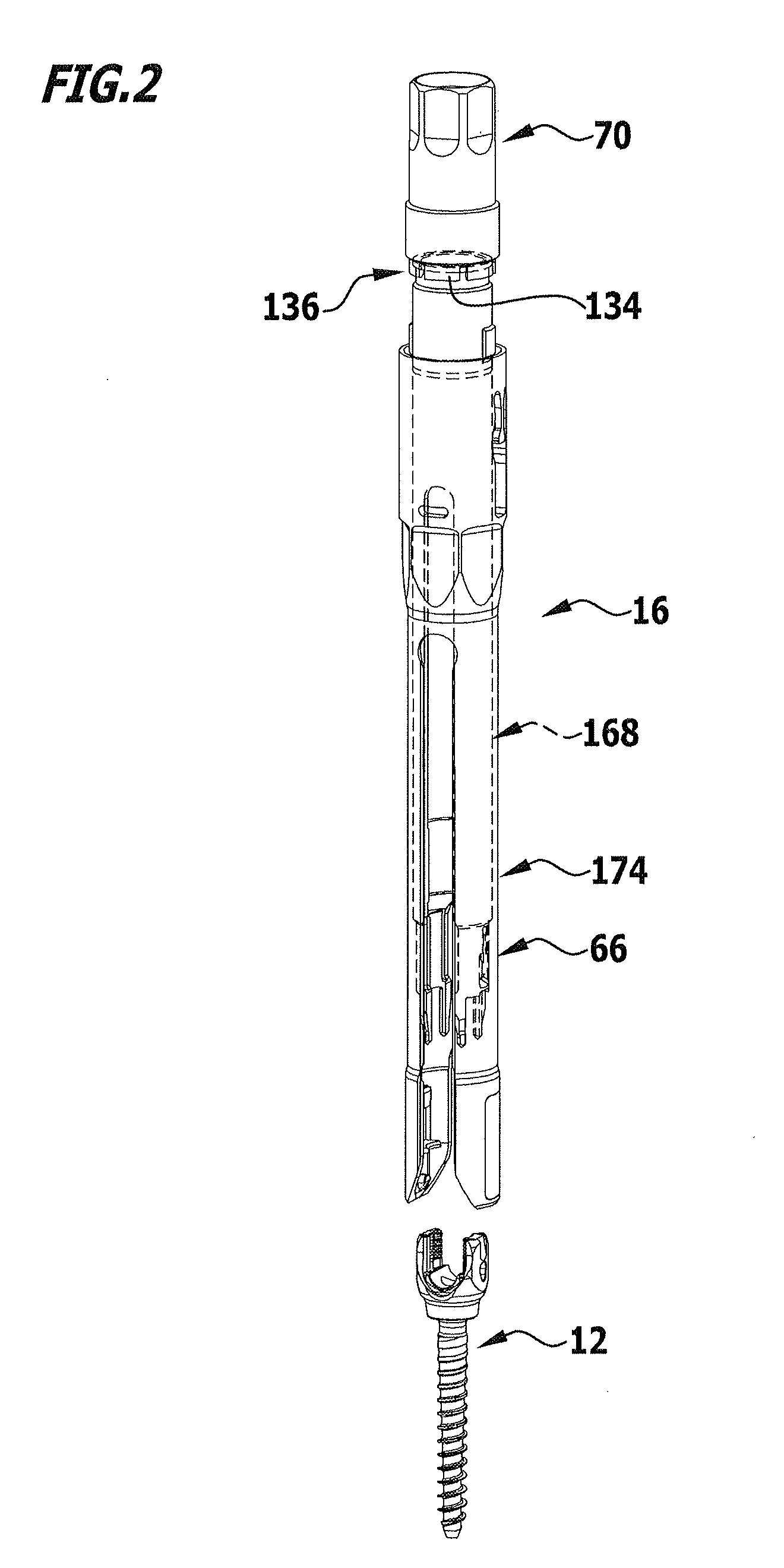 Medical instrument for holding and handling a surgical securing element, and vertebral column stabilization system