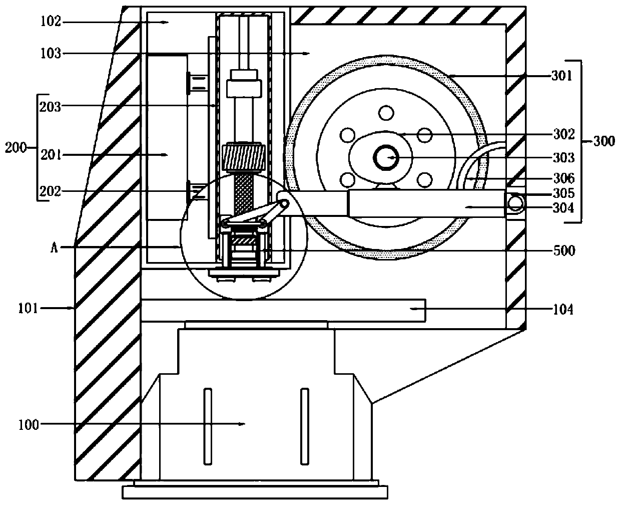 Cam push rod type material pressing device with numerical control punch press frame and method