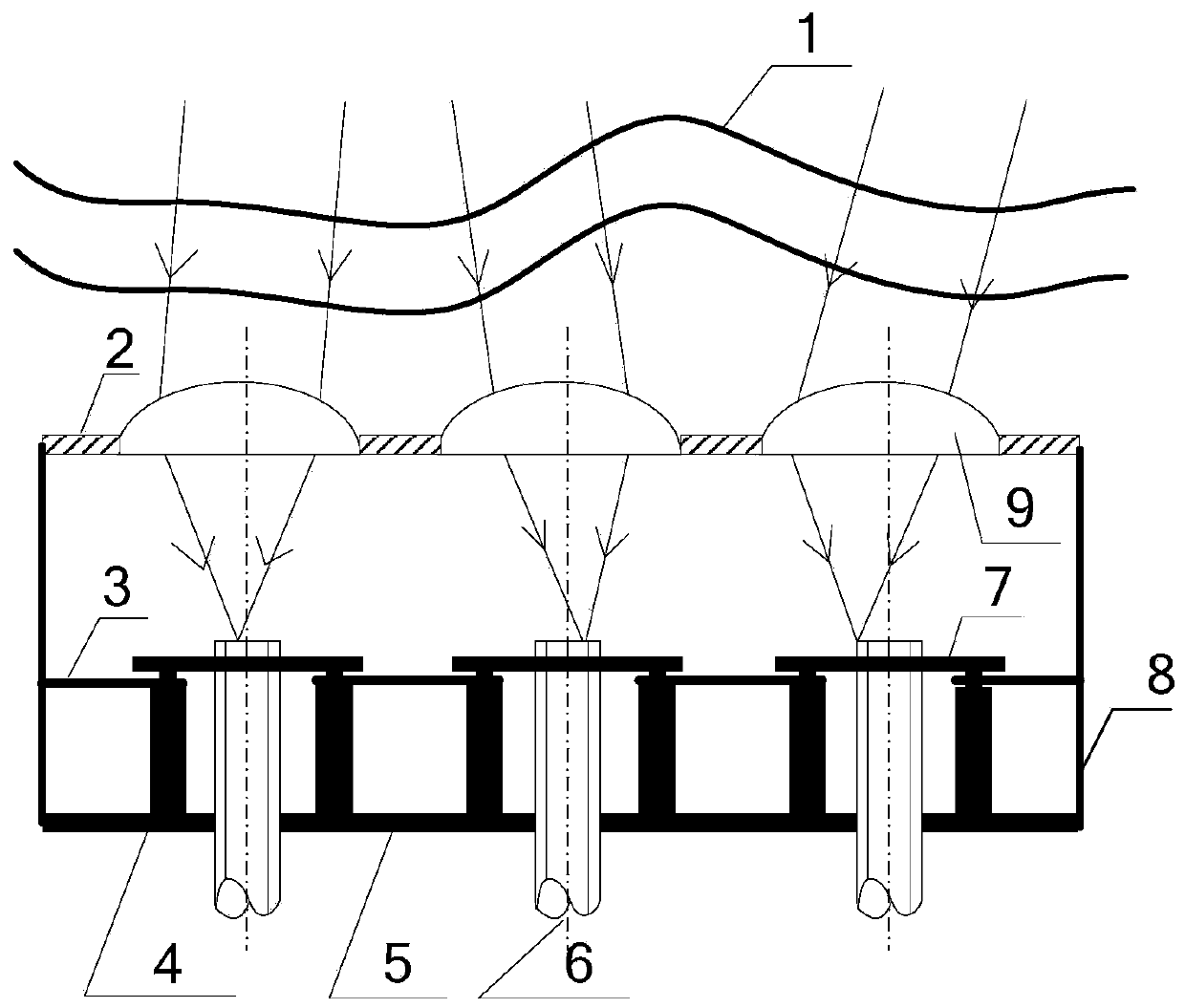 Device and method for improving spatial light-fiber array coupling efficiency