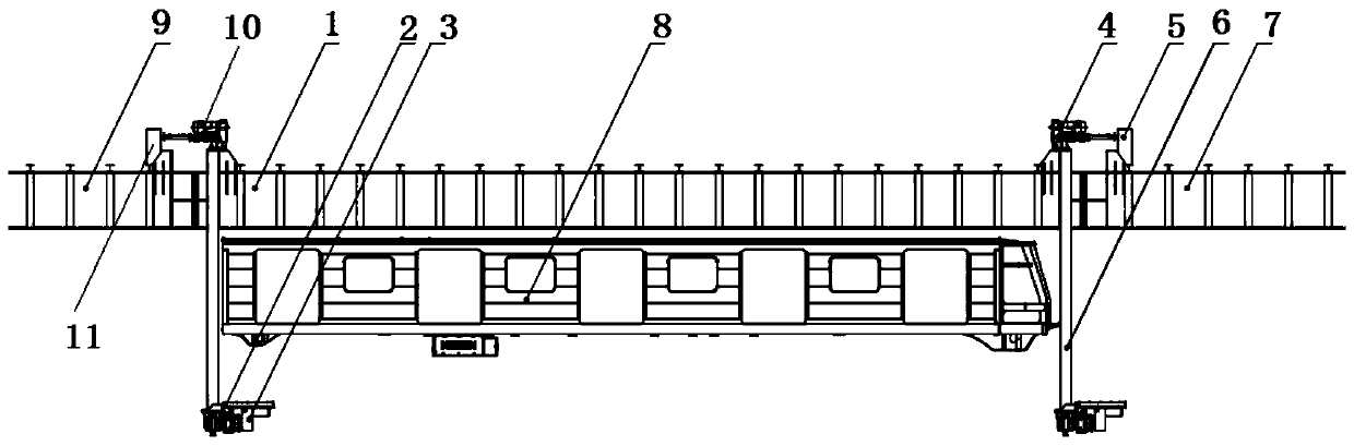 Suspension type monorail car moving platform