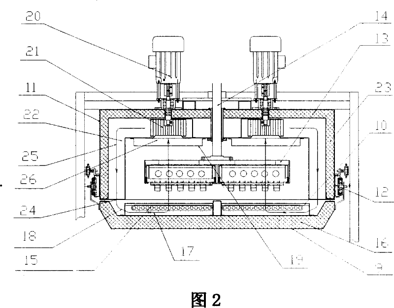 Powder packaging device of electronic element based on the heating structure with controllable wind direction and speed