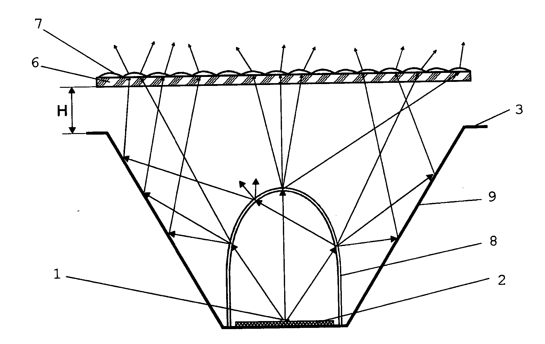 Method for producing a light-radiating surface and a lighting device for implementing the method