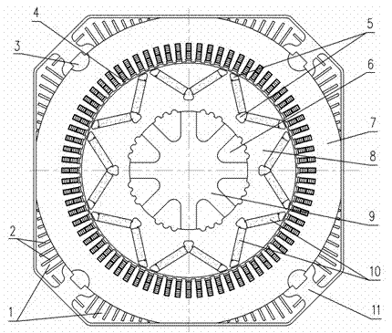 Permanent magnet synchronous traction motor with air cooling structure and air cooling method of permanent magnet synchronous traction motor