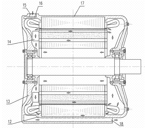 Permanent magnet synchronous traction motor with air cooling structure and air cooling method of permanent magnet synchronous traction motor