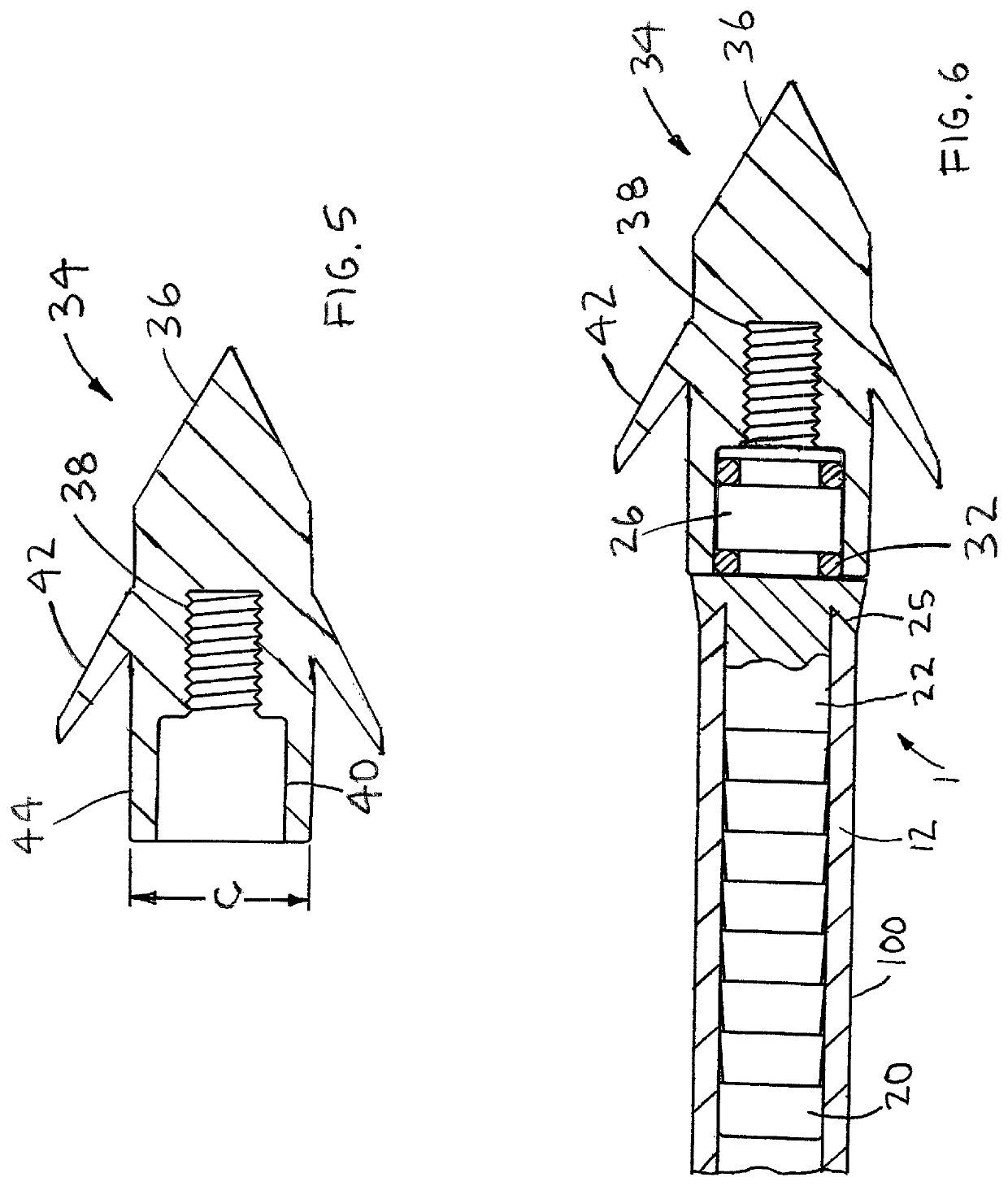 Arrow insert with threaded stem for retaining an arrow tip