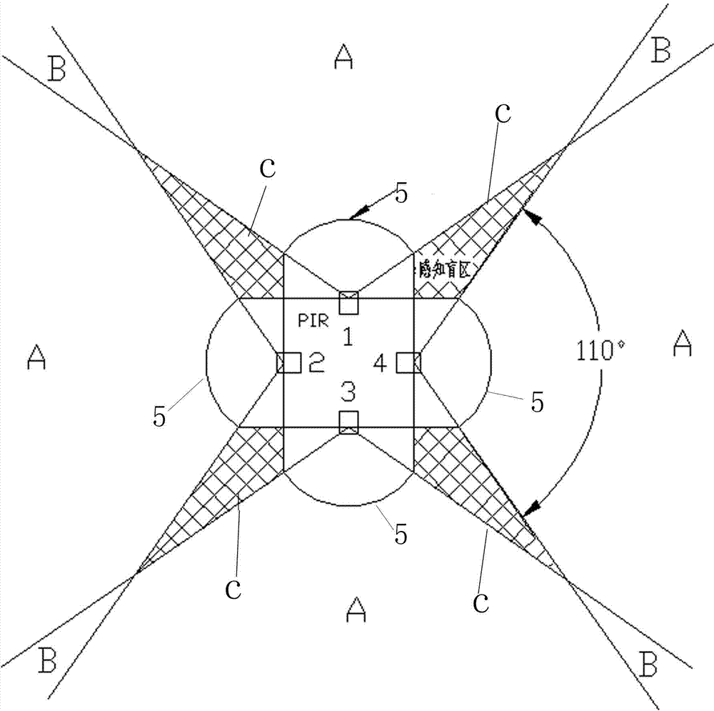 Quaternary composite array sensing layout method based on PIR (passive infrared) sensors and microphones