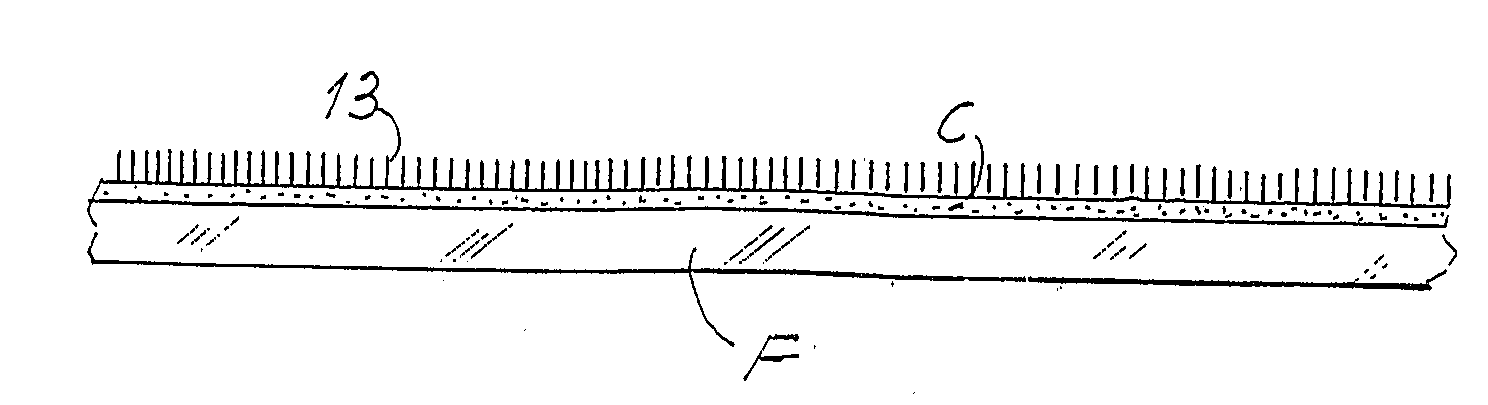 Elastic material coated in fibers, a diaper comprising said elastic material and a method for the production thereof