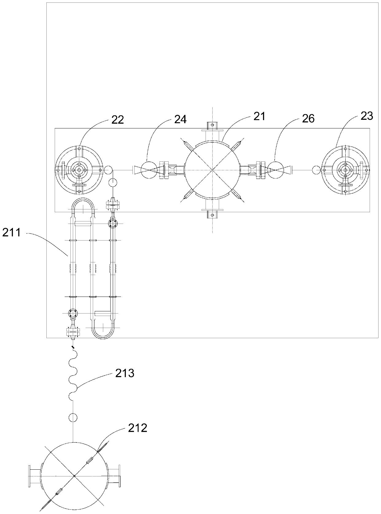 Test device for simulating marine nuclear reactor fluid natural circulation loop