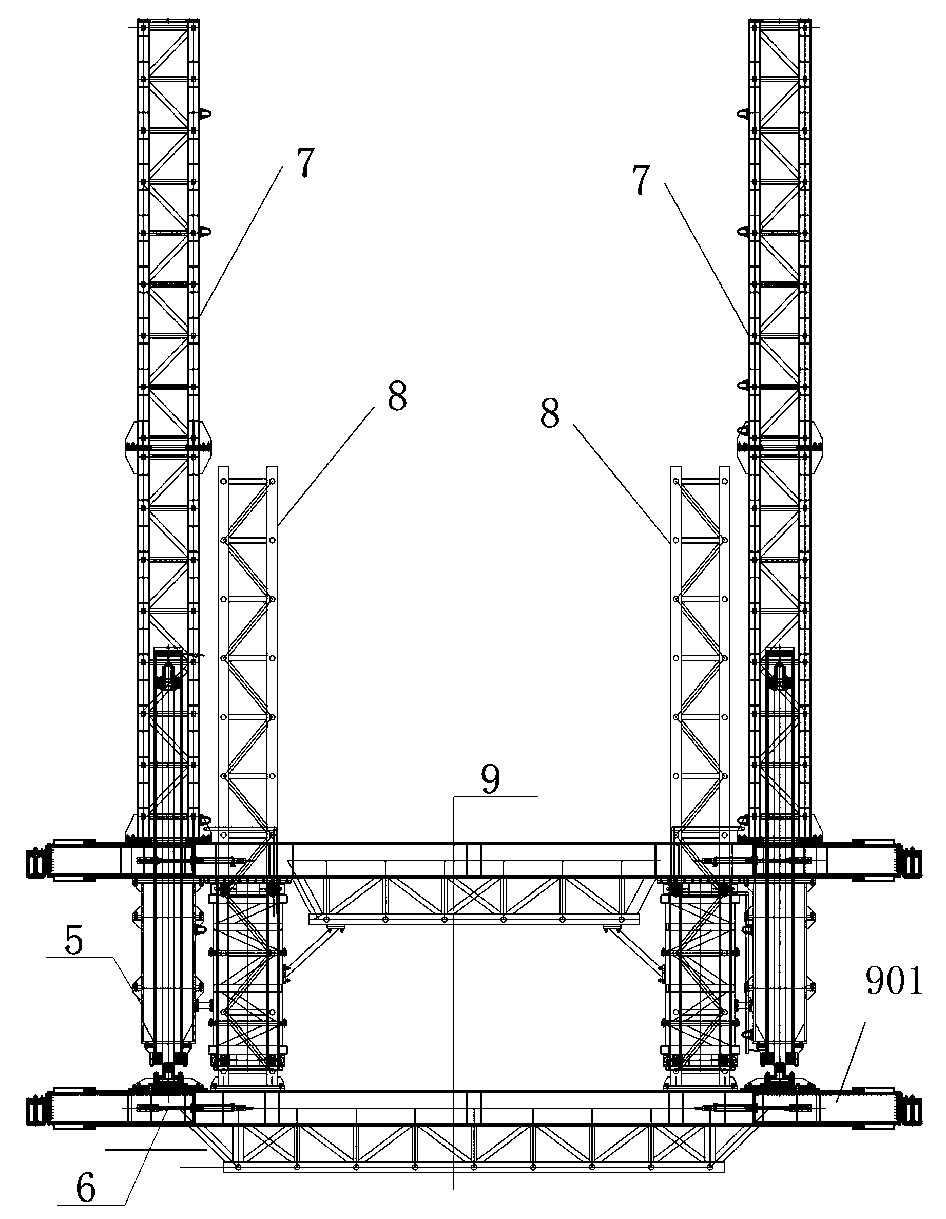 Standard Bailey truss assembling type jacking formwork system