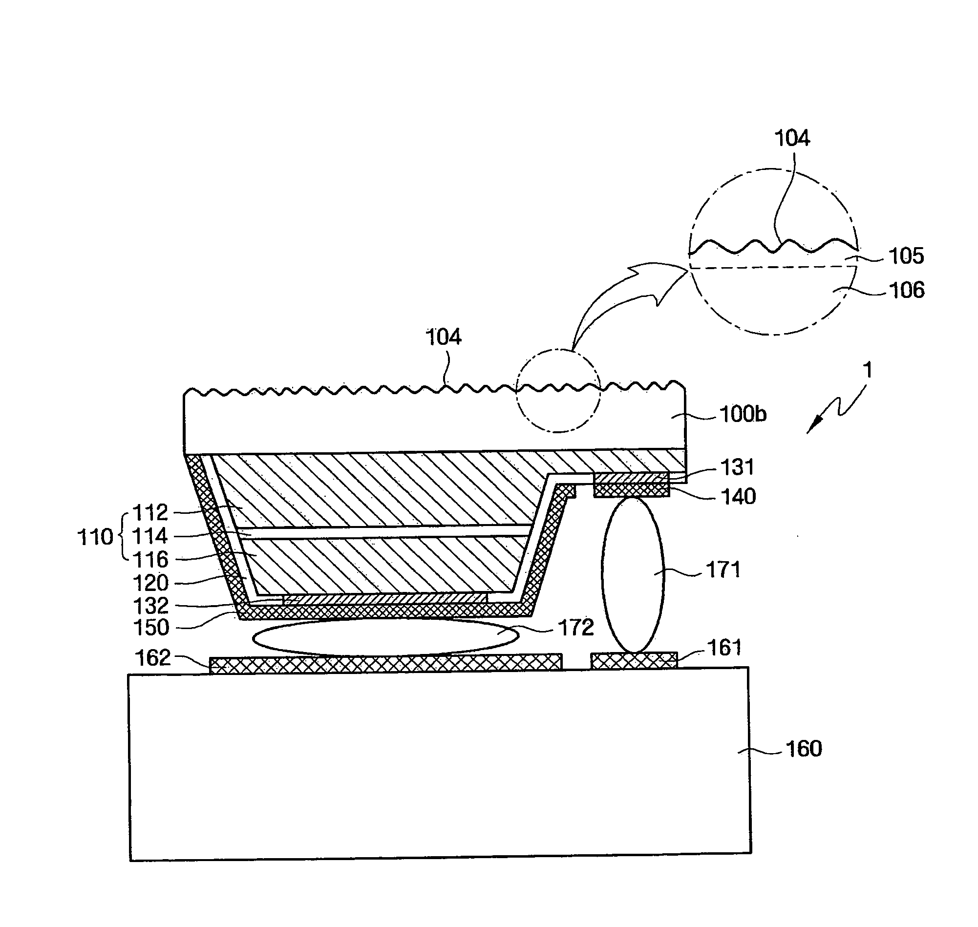 Method of fabricating light-emitting apparatus with improved light extraction efficiency and light-emitting apparatus fabricated using the method