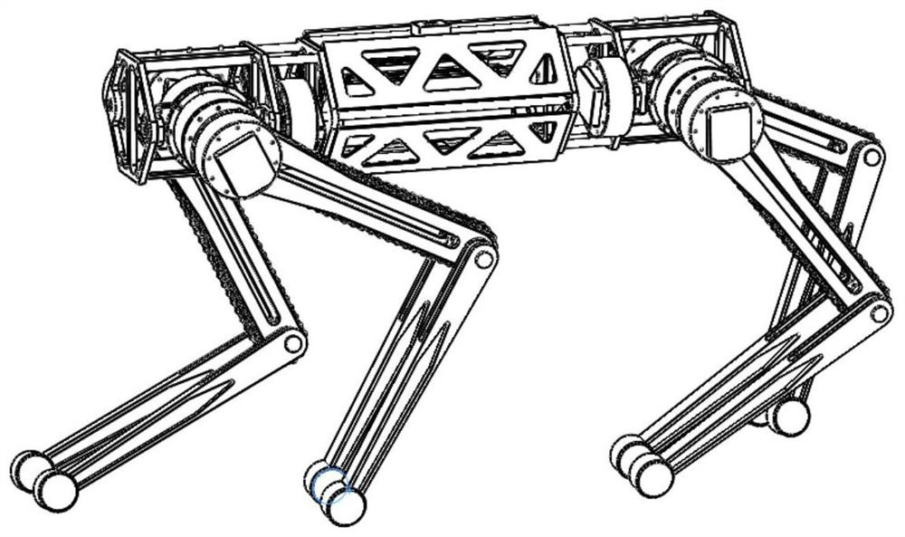 Controllable multi-point ground contact leg structure of quadruped robot and control method