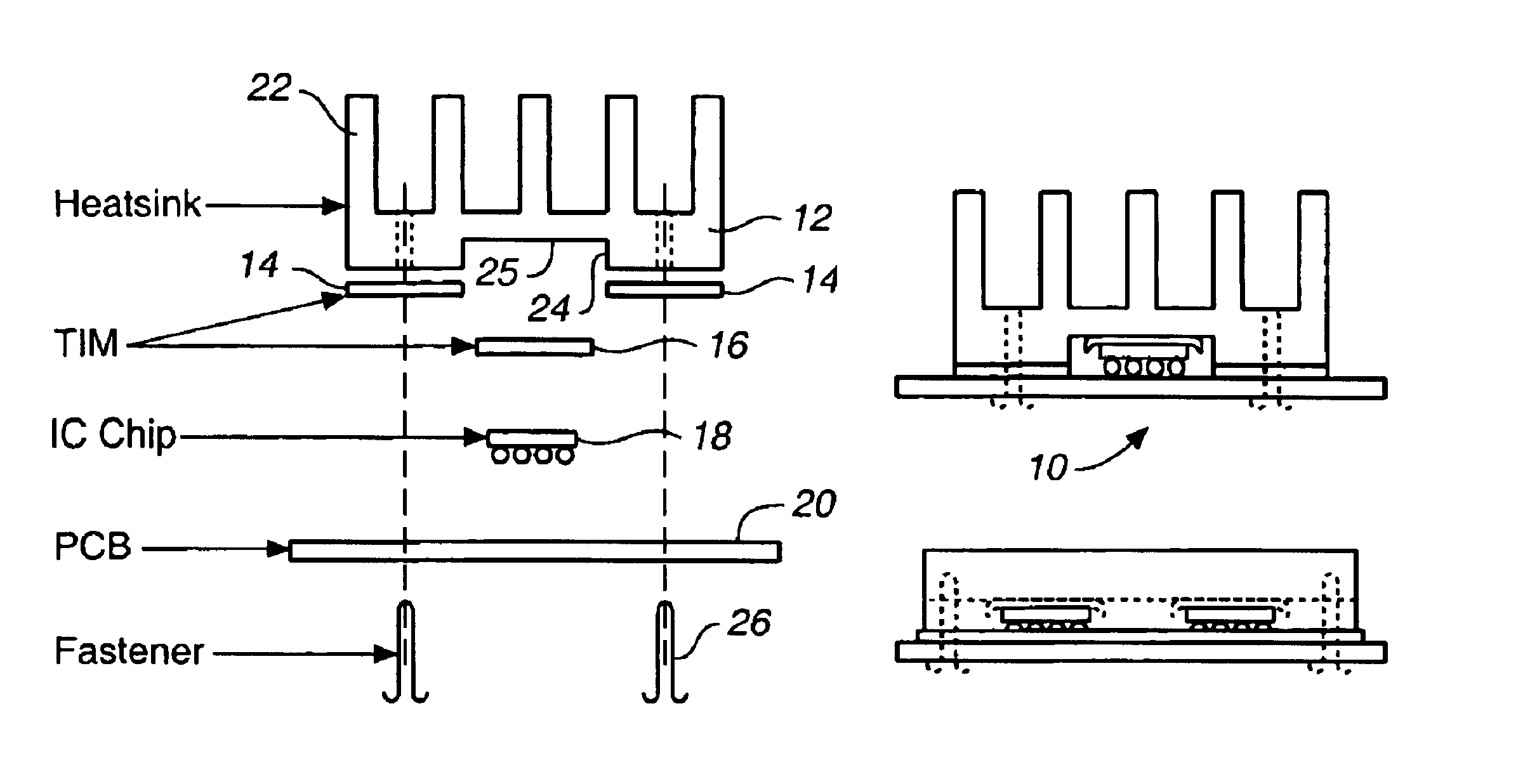 Heatsinking and packaging of integrated circuit chips