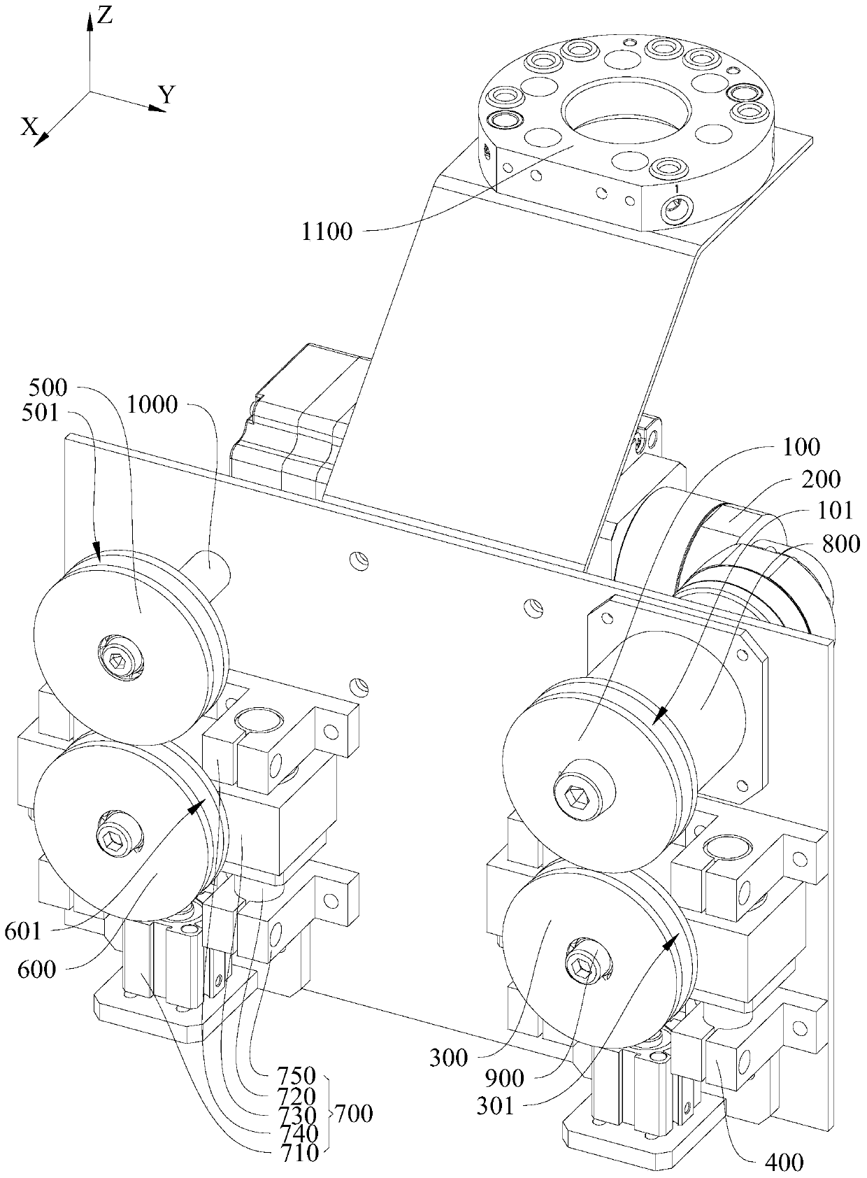 Tail end executing mechanism and longitudinal bar conveying robot