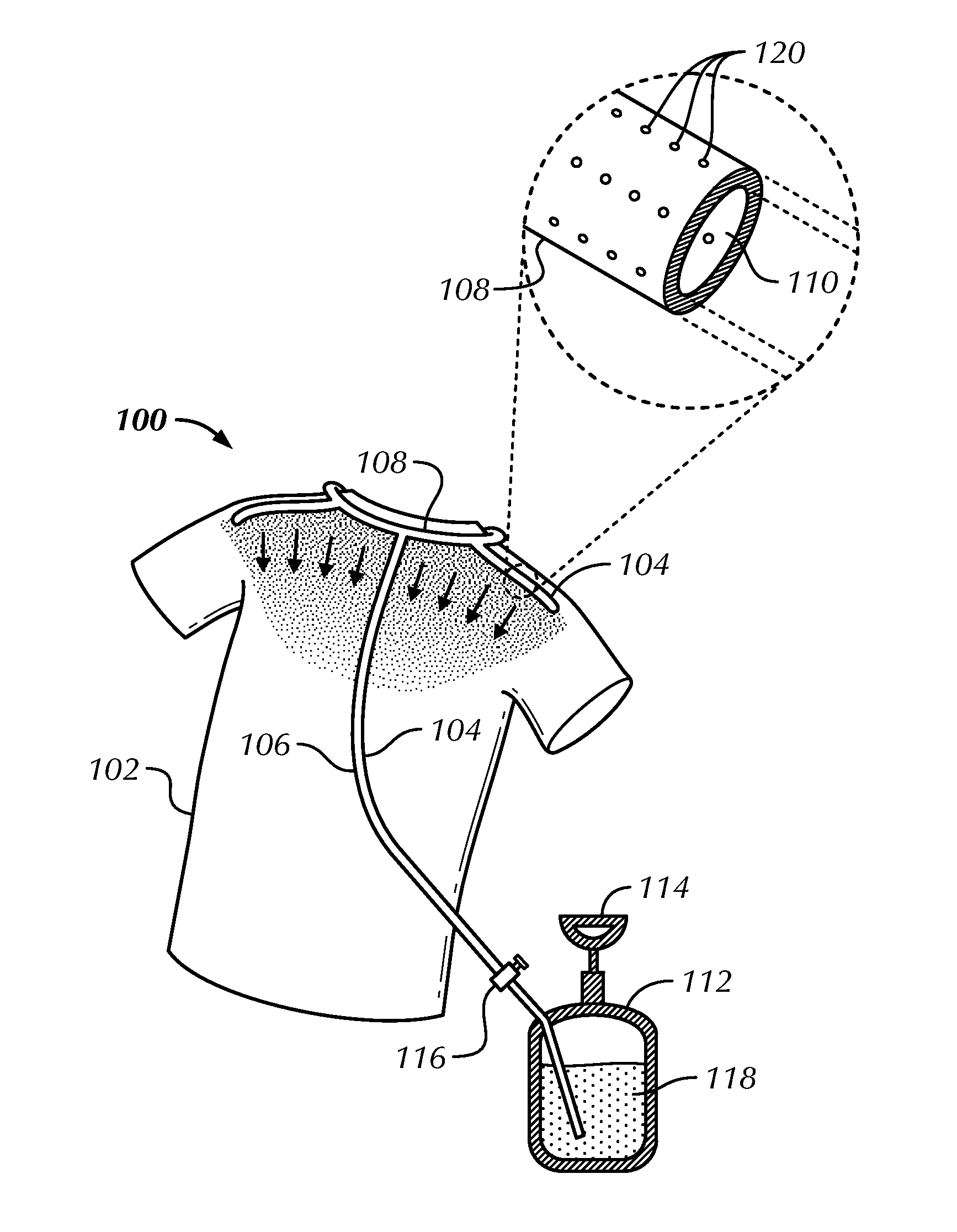 Evaporative cooling clothing system for reducing body temperature of a wearer of the clothing system