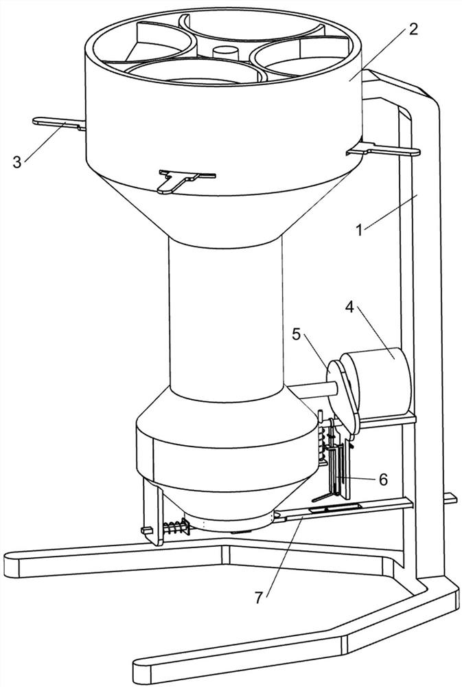 Stirring and tabletting device capable of adjusting proportion of raw materials of powder coating