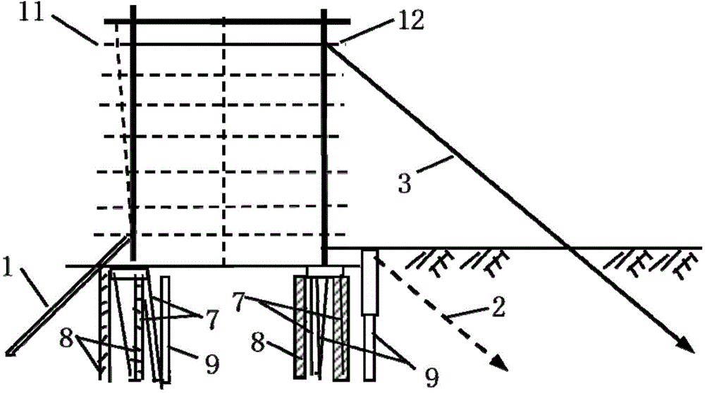 Method for correcting building inclination caused by pile inclination