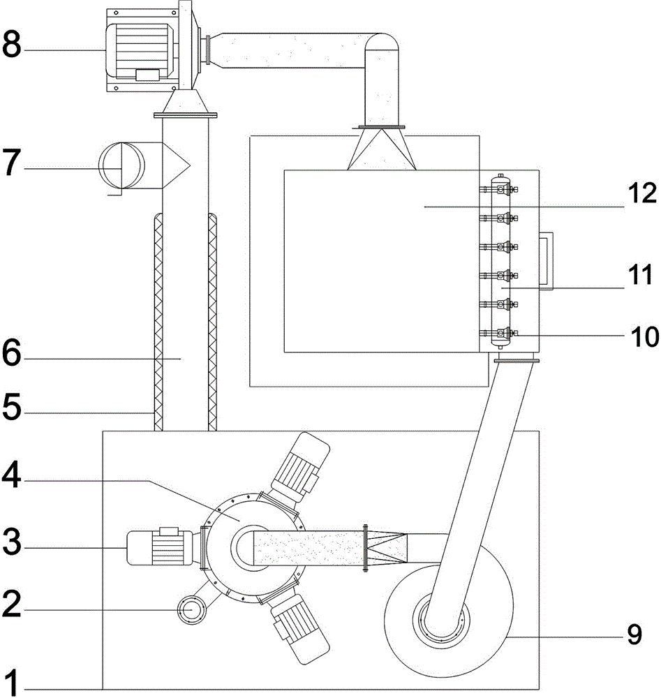 Tail gas cyclic utilizing device during calcium carbonate processing