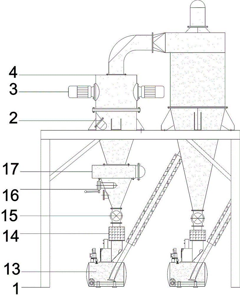 Tail gas cyclic utilizing device during calcium carbonate processing