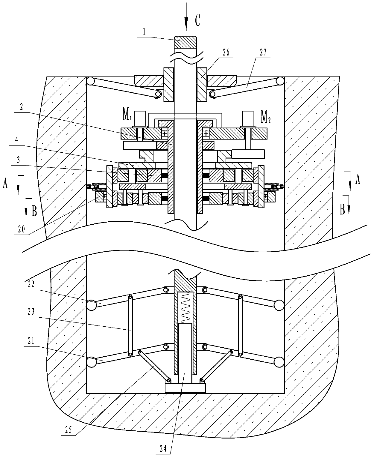 Concrete hole wall scrabbling device