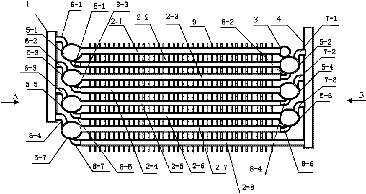 Tubular evaporator with two ends for dividing and gas guiding