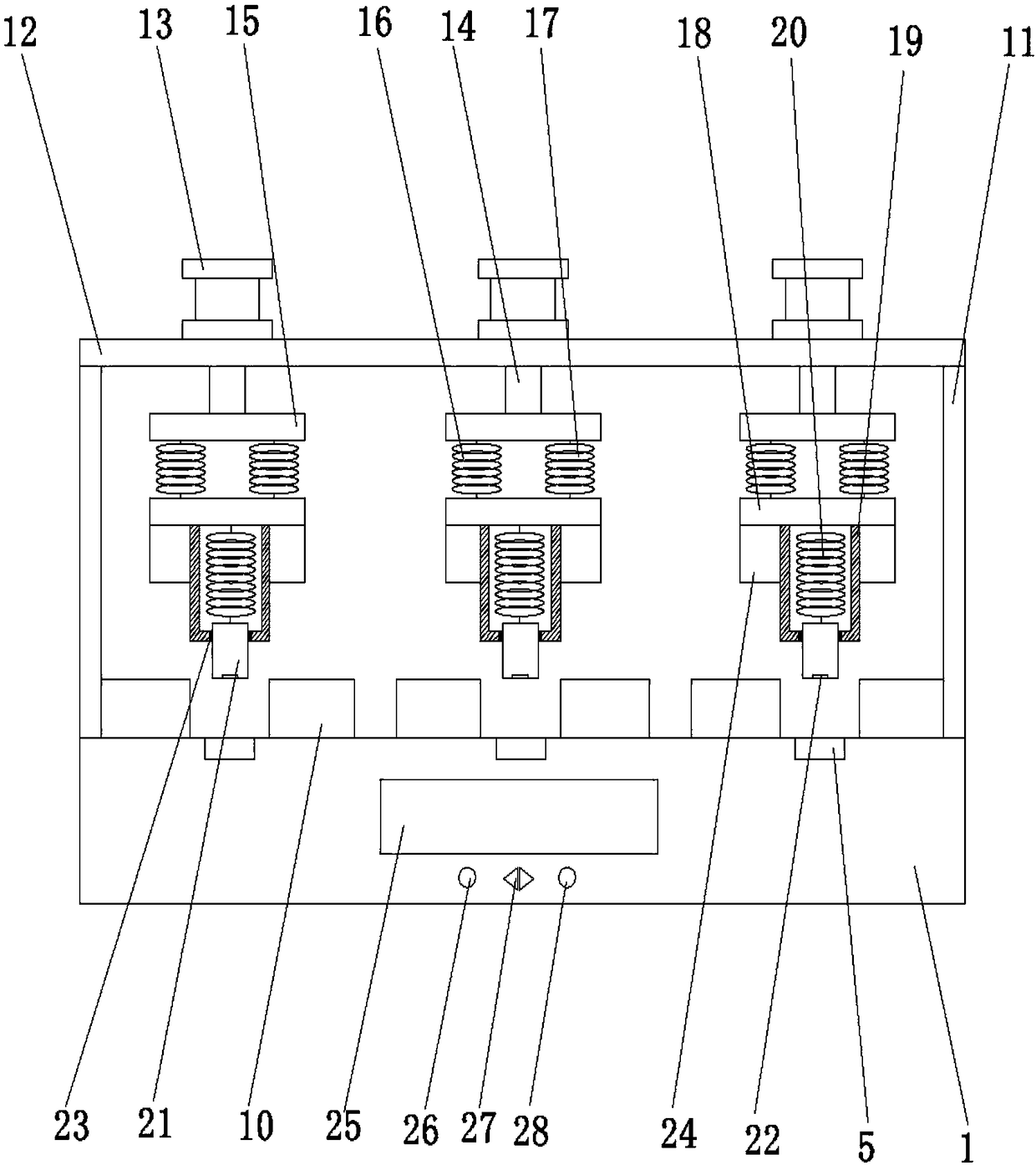 On-batch pressing testing device for touch control chip