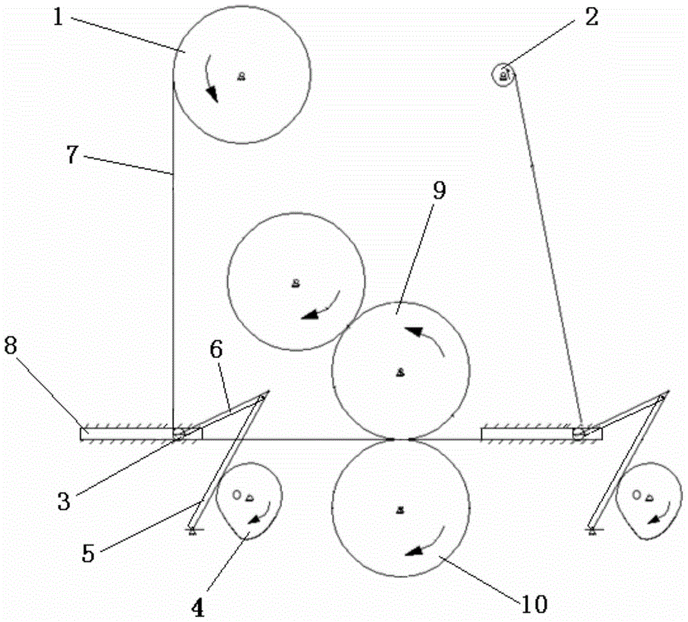 A jumping device for on-line cold ironing of a printing machine