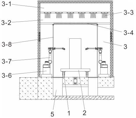 Paint spraying and drying integrated room for robot operation