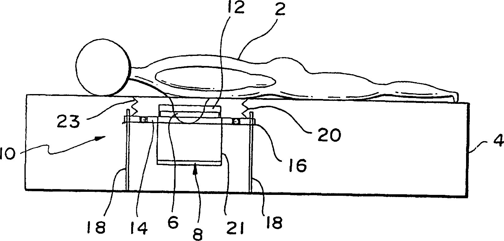 Scanner for medical optical imaging device employing suppression of optical reflections