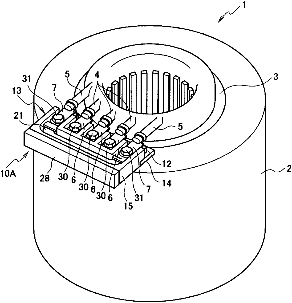 Terminal block of rotating electric machine