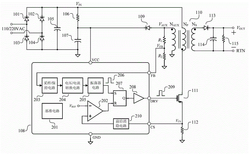 Circuit for realizing constant current control in primary control switch power converter