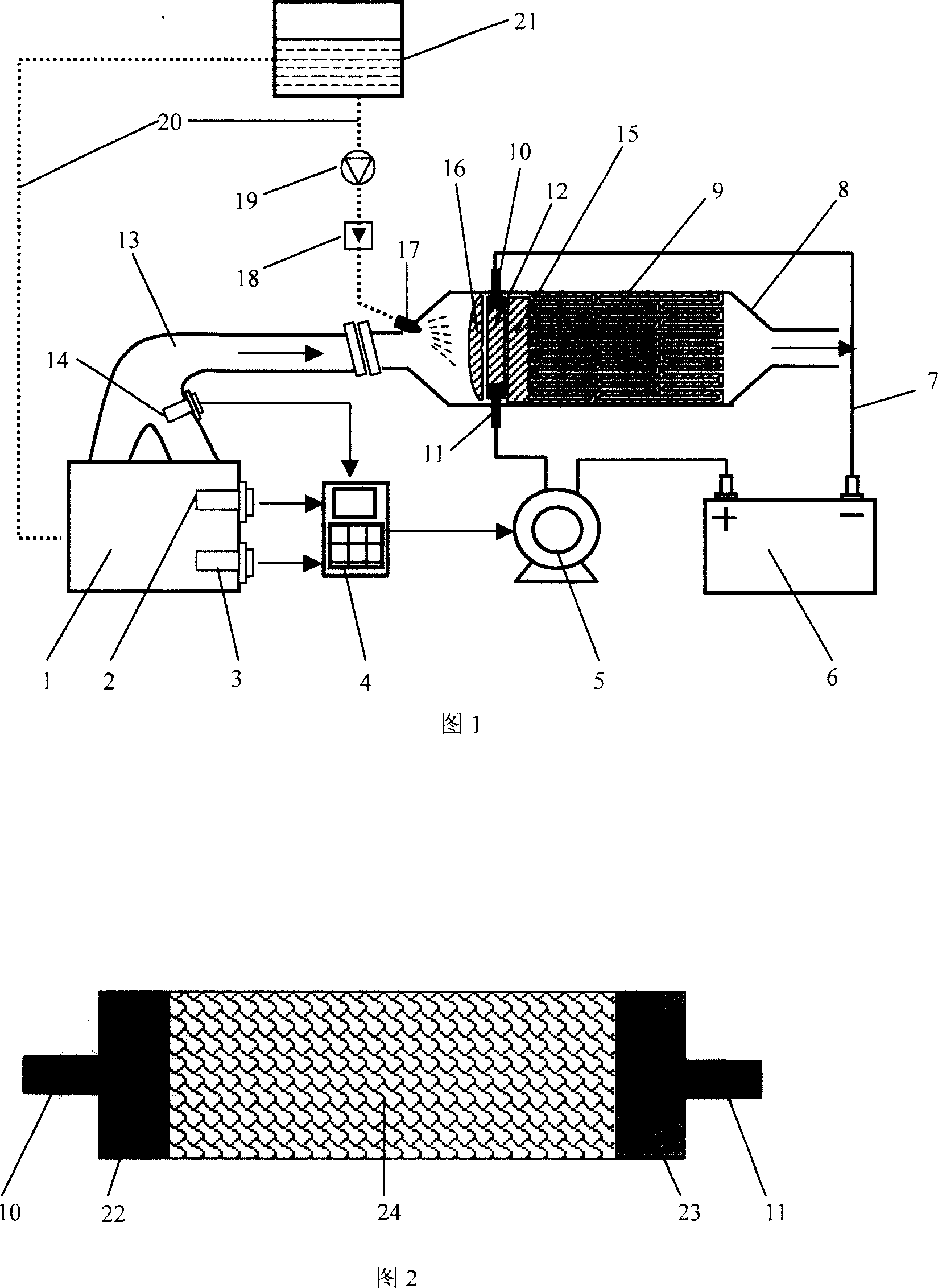 Wall-flow type filtering-regeneration device for particulates in exhaust gas from diesel vehicle