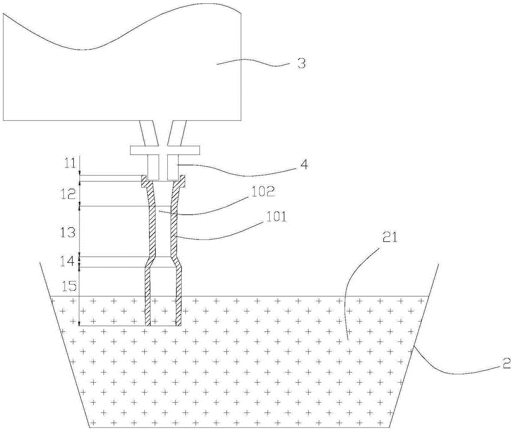 Pouring stream protecting device for pouring molten steel through large ladle in continuous casting