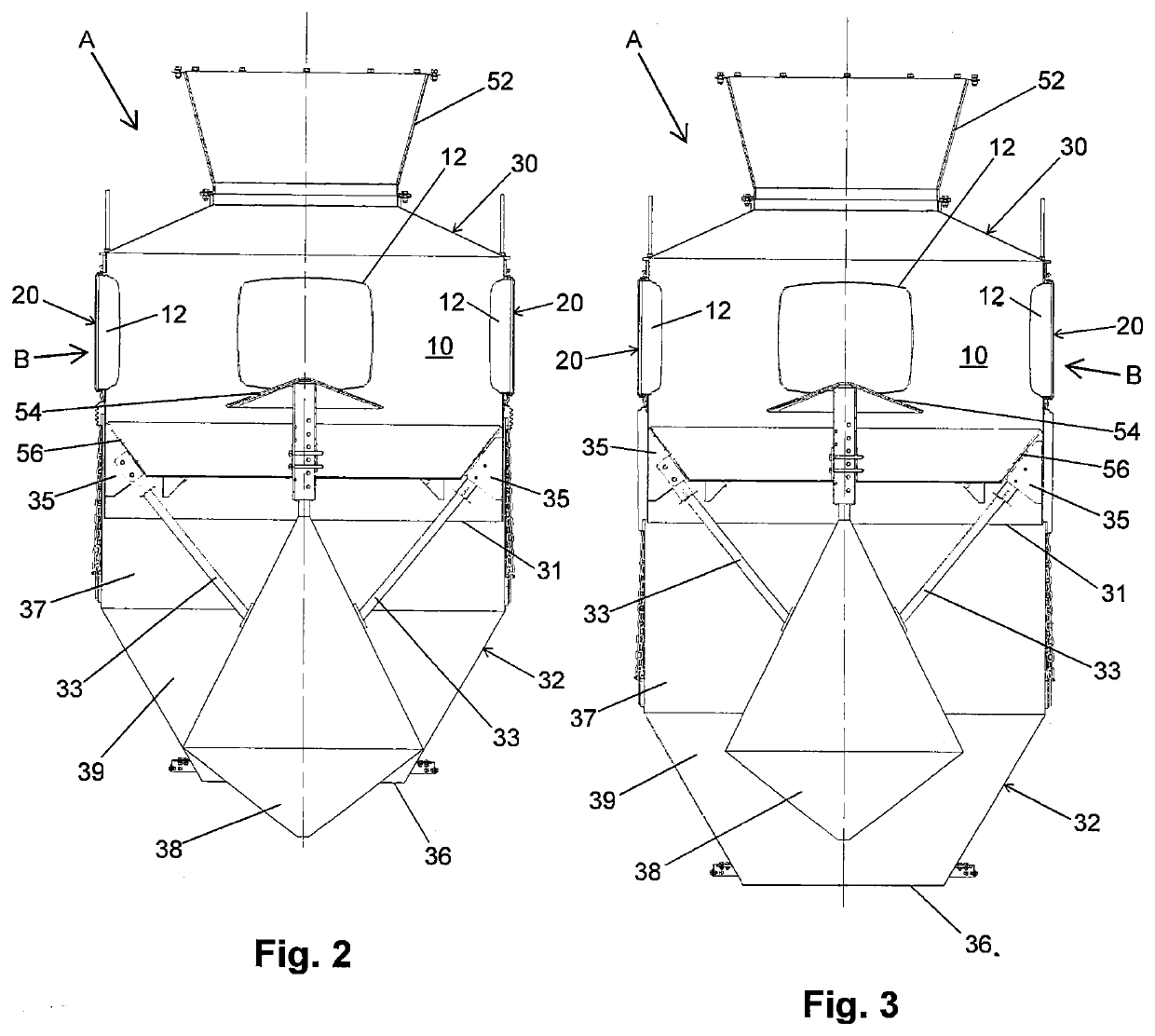 Relief module and device for unloading bulk material