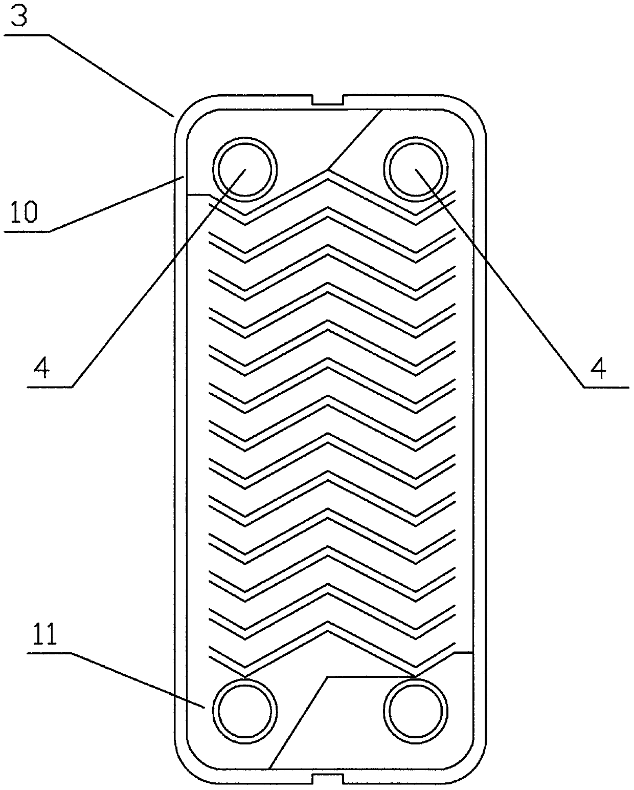 Pate heat exchanger for triple-effect heat energy reusing