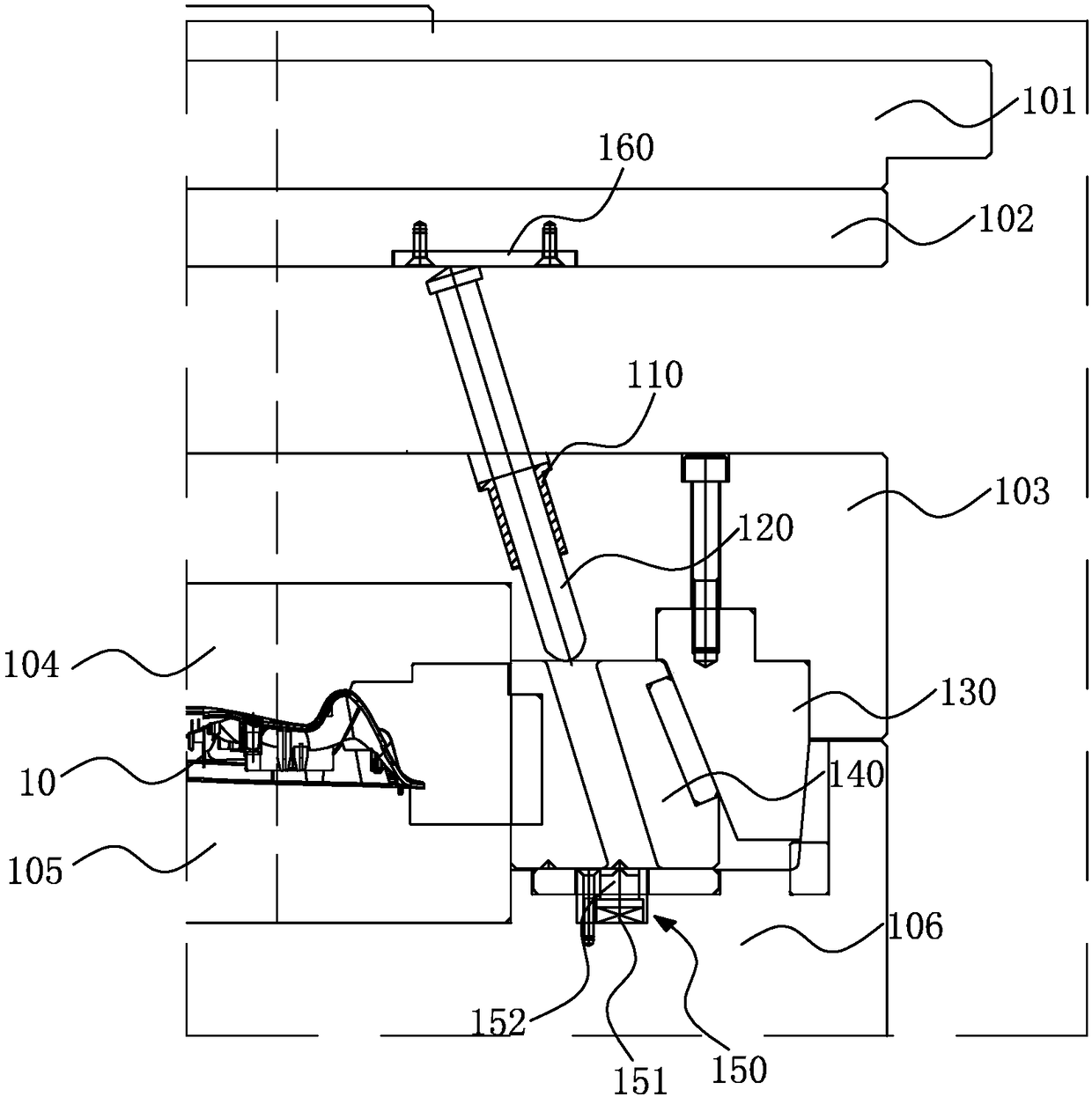 Two-color mold sliding block taking-out mechanism